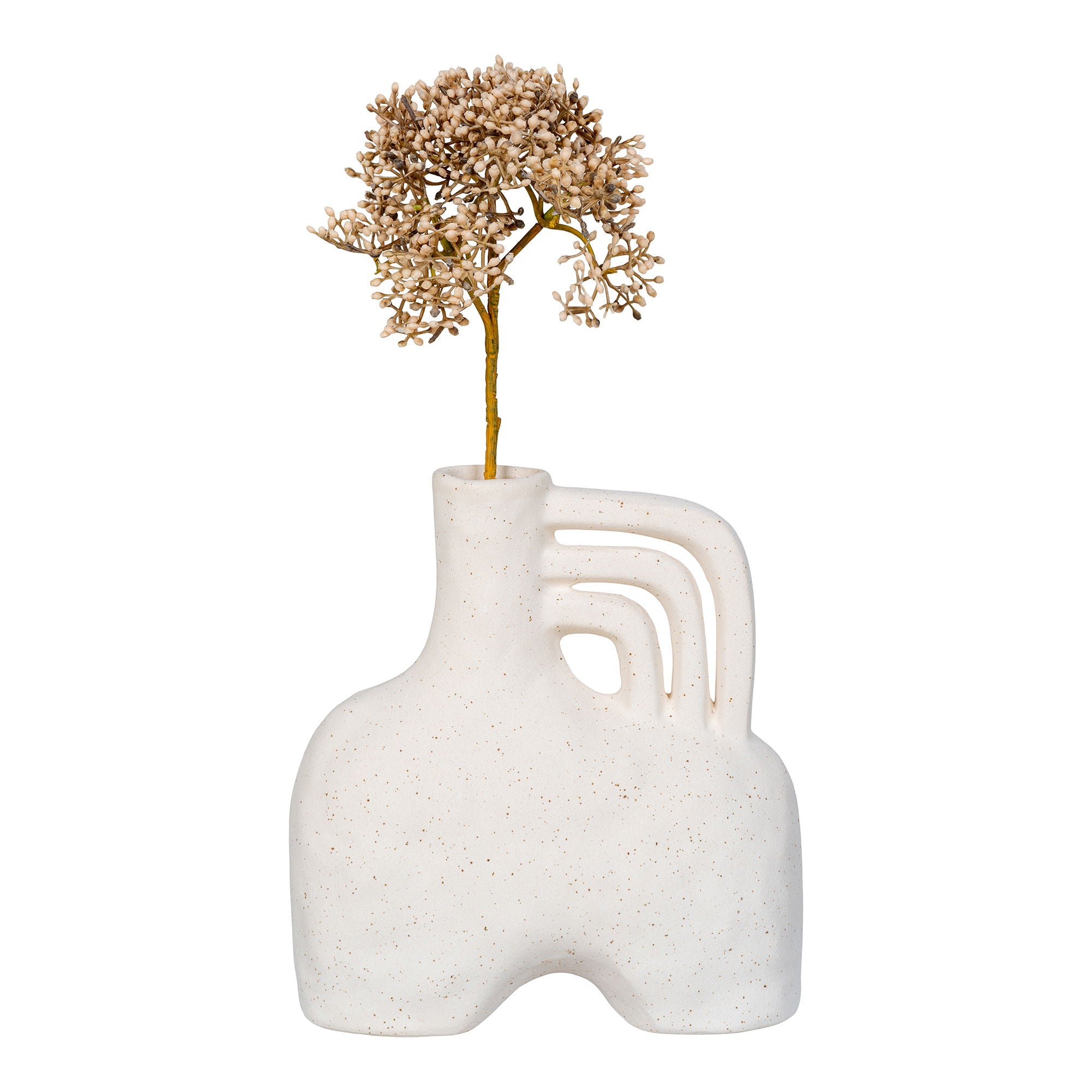 Vase „Arco“ – Keramik, beige, 18,5×8×19,5 cm
